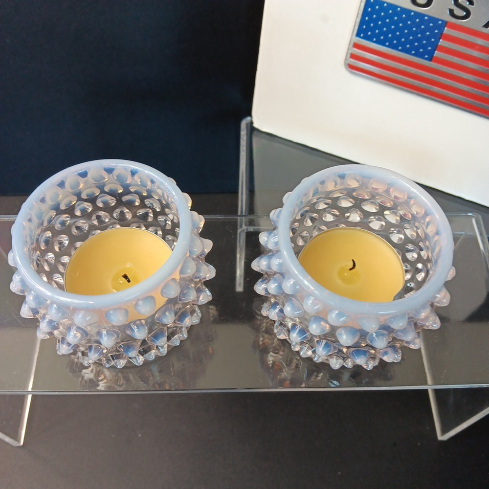 Fenton Candle Holders Pair Gorgeous Tealight Holders Very Good Condition - Picture 15 of 15
